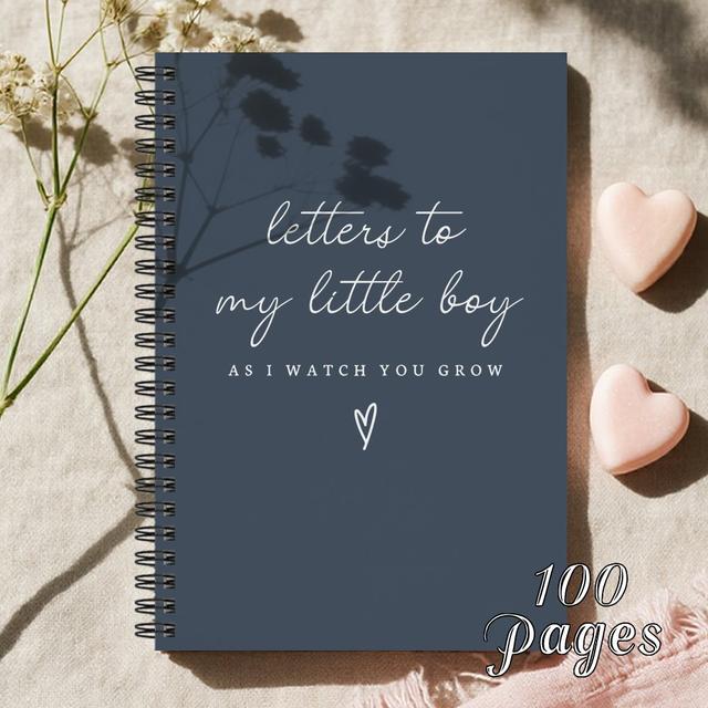 TEMU 1 Diário de Memórias " o Meu Pequeno " - Livro de Visitas com Mensagem , Design "Enquanto Te ", Capa Azul Elegante Branco, para Aniversários, Presentes Sentimentais, Adequado para Mães