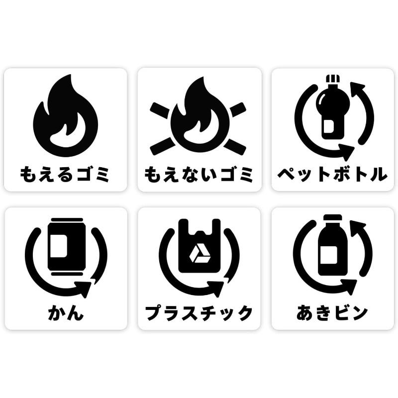TEMU ゴミ箱用ゴミ分別ラベ、サイズは8cm x 8cm。ゴミ分別に最適。耐候性ステッカーで、ビニール(PVC製)で作られており、屋外での使用に適しており、瓶、プラスチックなどの様々な容器に貼ることができます。