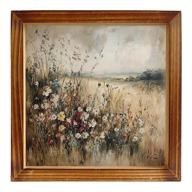 TEMU 8x8 Inch Summer Floral Wall Art With Wooden Frame - Vibrant Design, Living Room, Kitchen, Bedroom, Or Bathroom Decor - Ideal Day Gift For Mom, Son, Daughter, Or Friend, Flower Wall Decor