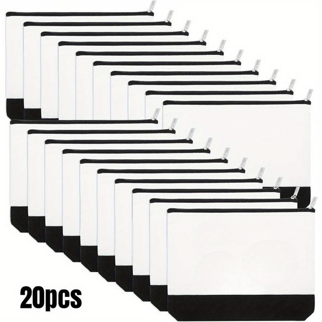 TEMU 20 pezzi borse termiche per sublimazione, borse da viaggio in tela con cerniera, sacchetti lavabili fai-da-te, ideali per penne e accessori di viaggio