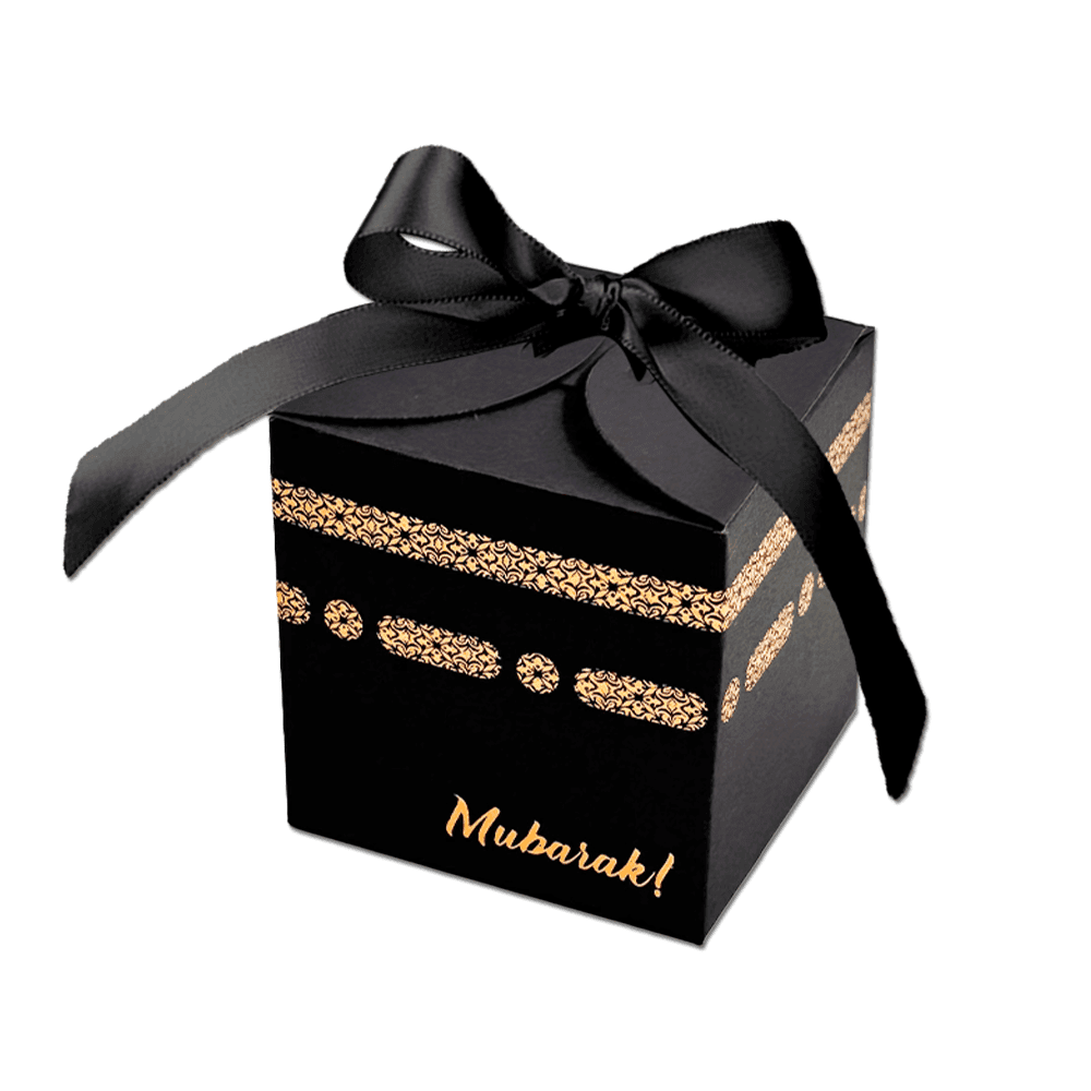 TEMU Gift For Her/him 10pcs Set Of Elegant Black Paper Gift Boxes With Accents, Mubarak Designs, And Ribbons, Ideal For Hajj, Ramadan, And Eid Celebrations