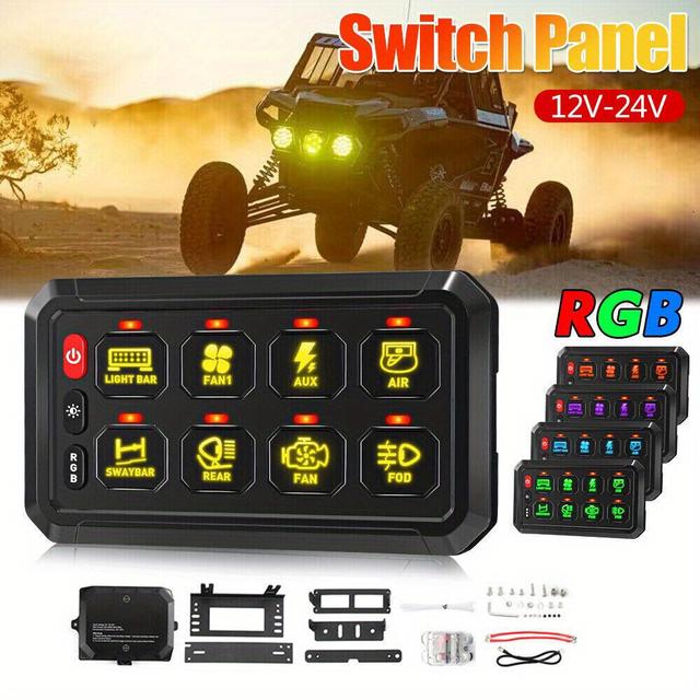 TEMU 8 Gang Switch Panel P1s-b08 Blue 60amp 720/ 1440w Toggle/ -off Momentary Circuit Control Relay Box For Camper Rv Atv Suv Utv Truck Car Marine