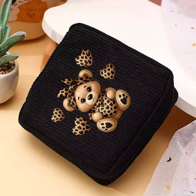 TEMU Urocza Torba Kosmetyczna z Nadrukiem Misia - Organizer na Jesień i Zimę, Mała Torba Kosmetyczna i Organizery Podróżne, Idealny Prezent Urodzinowy dla Kobiet