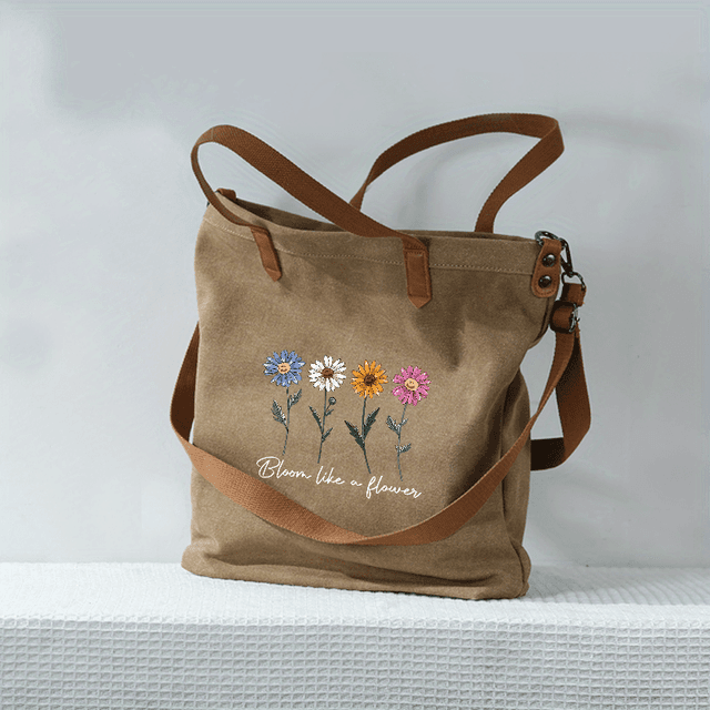 TEMU Vielseitige Damenhandtasche für Tote und Crossbody-Stile mit Blumenmuster – Hochwertig, langlebig in dunklem Khaki, für modische Frauen, Einkäufe, Reisen & schicke Ausflüge
