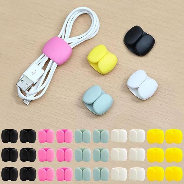 TEMU 12pcs Premium Durable Colorful Cable Clips, Practical Desk Cable Organizer, Colorful Cable Clips With Wire Storage Function For Headphones Cables Computer Home Office Organization