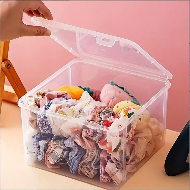TEMU Large Capacity Transparent Plastic Storage Box With Lid, File Organizer, Folder, Suitable For Home, School And Office Supplies, Office Accessories And Accessories