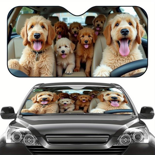 TEMU Sun Protection, 1pc Cute Dog Lover Automobile Sunshade, Universal Foldable Uv Shielding Sunshade, , Automotive-interior Accessories, Windshield Sunshades, A Gift For