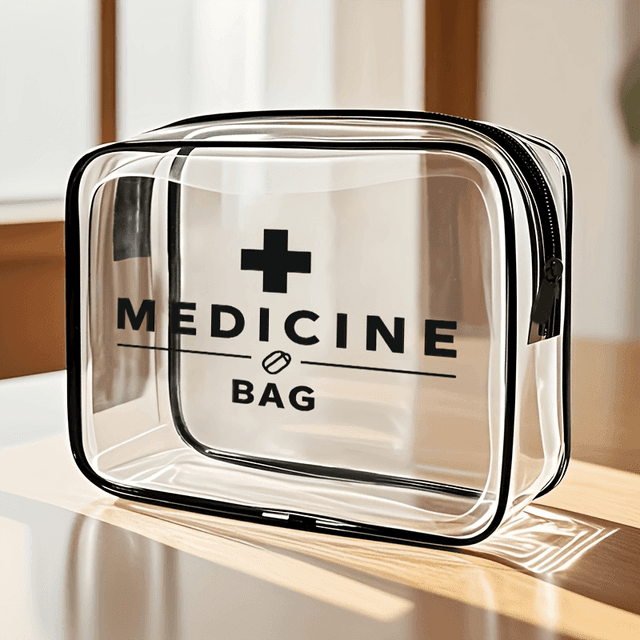 TEMU 1 Exquisite Medicine Bag Cosmetic Bag Large Capacity Pvc Cosmetic Bag With Zipper Closure - High- Toiletries Storage Bag, Lightweight For Women And Men