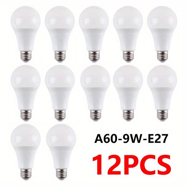 TEMU Lot de 12 Ampoules LED à E27 9W Économiques en Énergie, Options 3000K/4000K/6500K, Tension Large 220-240V pour Éclairage , d'Ampoule, LEDs Haute Qualité