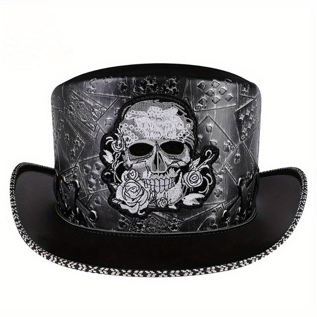 TEMU Vintage With Embroidered Skulls, Perfect For Halloween Parties And Punk Style Events For Adults