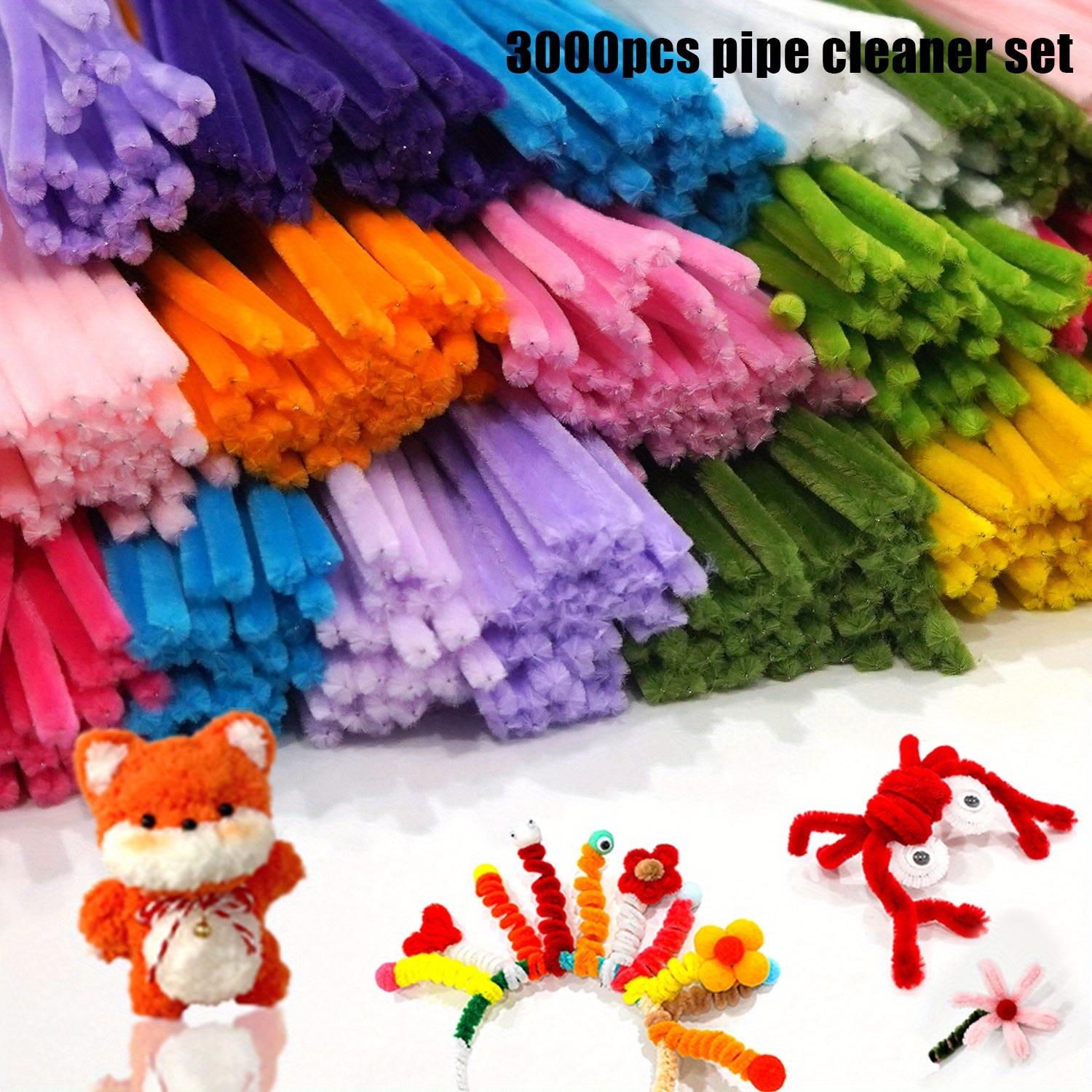 TEMU 3000pcs Pipe Cleaners Craft Supplies Solid Color 6mm X 12 Inch Chenille Stems For Art And Craft For Arts Crafts Decorations 30 Assorted Colors For Christmas