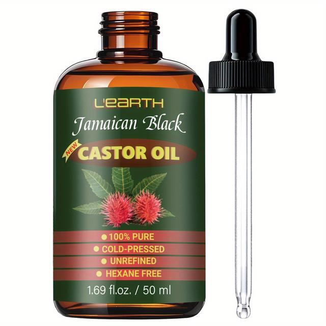 TEMU Pure Cold Pressed Black Castor Oil For Hair - Quickly Absorbs, Hydrates & , , Ideal For Men And Women, Adds Volume, Thin Hair To Full, Restores Dry And Damaged Hair, 50ml