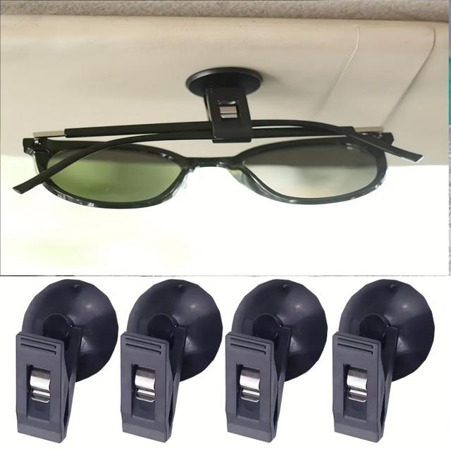 TEMU 4pcs Car Suction Cup Clips - Strong Adhesive Window & Windshield Fixing Holder, Suitable For Sunshades & - Durable Plastic Removable Bracket Black, Car Clips