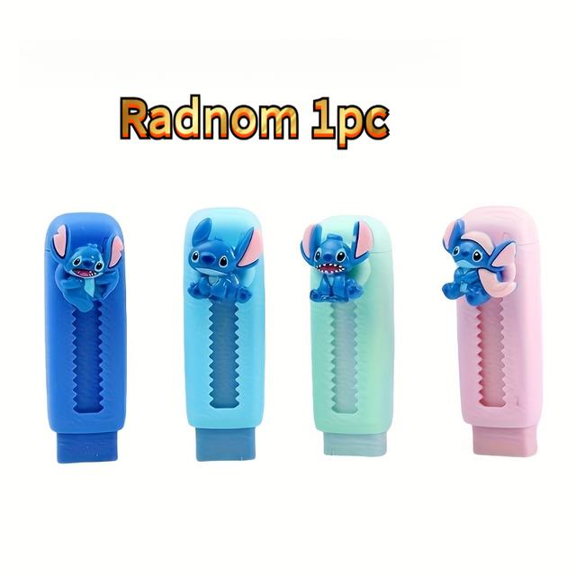 TEMU (with Authorization) 1pc, A Stitch-themed Design Eraser - Made Of Creative Material, Featuring A Sliding Design For . Suitable For Office, School And Daily Use.
