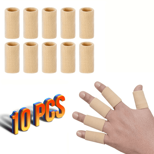 TEMU 10pcs, Elastic Finger Compression Sleeve- Nylon Finger Sleeve, Suitable For Thumb And Finger Support, Ideal For Outdoor Sports