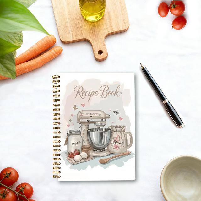 TEMU 1pc, A5 Recipe Notebook, Fillable Blank Recipe Notebook, Record Your Recipes, Spiral Binding, Recipe Planner, Ideal Gift For Enthusiasts, 5.7x8.3 Inch, 100 Pages