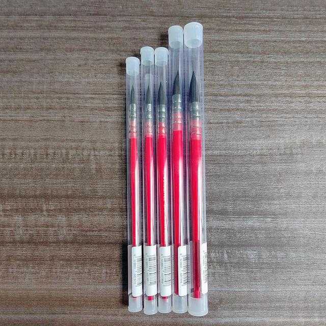 TEMU [5pcs Squirrel Hair Watercolor Brush Set] 5pcs Round Brush Set, Squirrel Hair Watercolor Pens With Wooden Handles, Fine Tip Drawing And Brushes For Art And Calligraphy Supplies