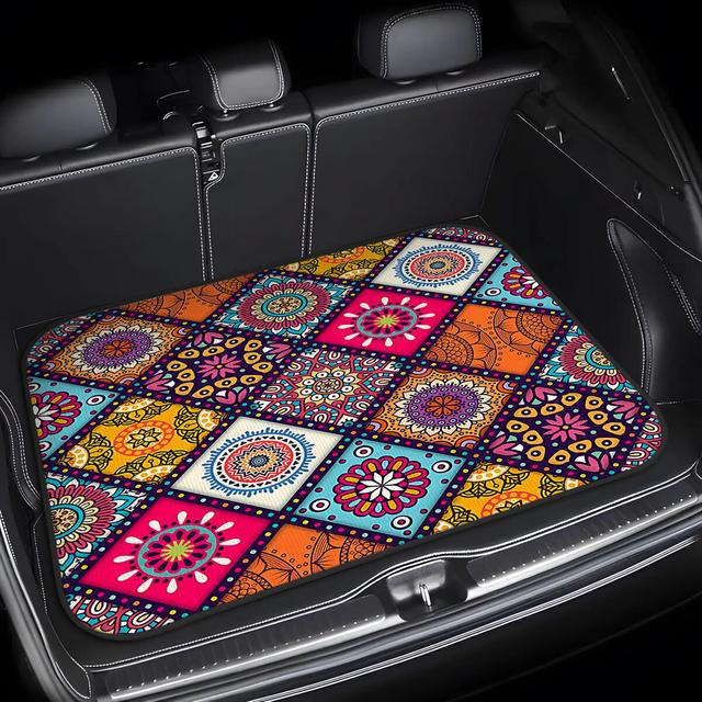 TEMU 1 ชิ้น แผ่นรองกระเป๋าเสื้อ สไตล์โมเดิร์น ลายสัตว์ โลโก้ สไตล์ อีเลเมนต์ แผ่นรองท้ายรถยนต์ ออกแบบมาสำหรับท้ายรถของคุณ - แผ่นรองกันลื่น สไตล์มินิมอลและมีสไตล์