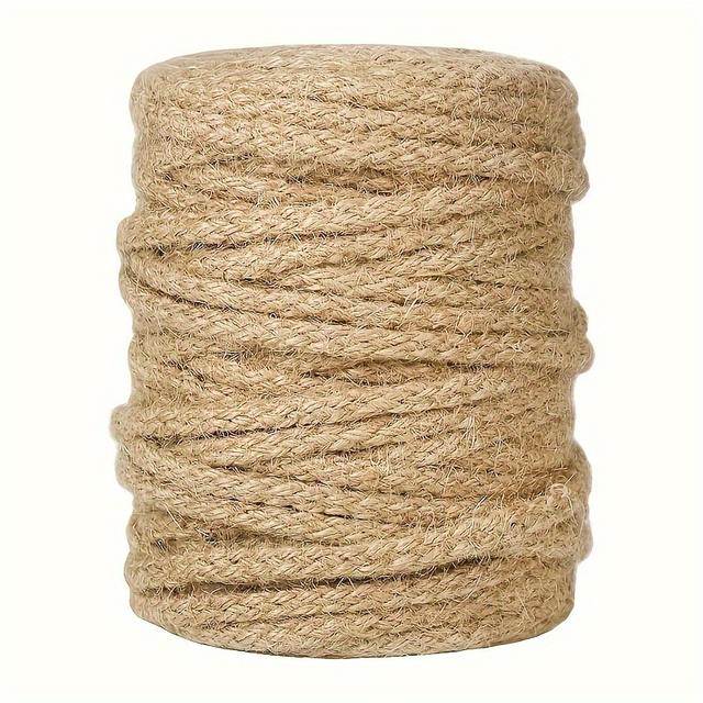 TEMU 1 Natural Jute Rope, 1968 Inches Long, Thick Braided Twine Suitable For Crafts, Gift Wrapping, Gardening, Cat Scratching Post Repair - High-quality Jute Material, Craft Jute Cord