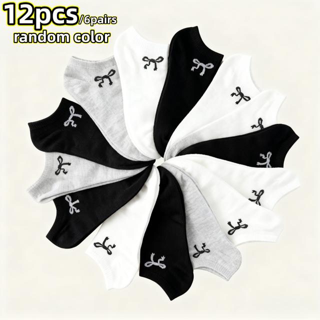 TEMU 12 قطعة/قطعة (12 قطعة لكل منها) جوارب قصيرة نسائية ويونيسكس بفيونكة - جوارب ضغط غير مرئية قابلة للتنفس لفصلي والصيف، مناسبة للساق العريضة، كاحل فضفاض، ألوان كلاسيكية صلبة (//بيج فاتح)