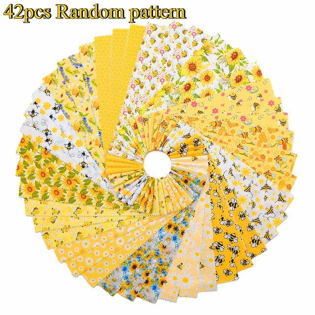 TEMU 42pcs 6.5*50cm Bee Floral Style Assorted Soft Polyester Jelly Roll Strips, Suitable For Quilting Diy, Crafts, Sewing, Blankets, Rugs, Home Decor And Wallet Making