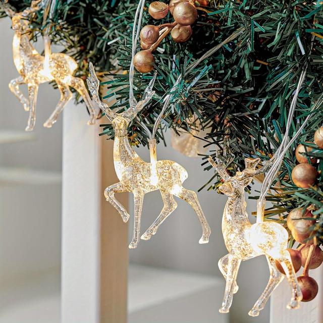 TEMU Brightown 3d Reindeer String Lights - 10 Led Warm White, Battery-powered (3aa), Indoor & Outdoor Christmas Decorations