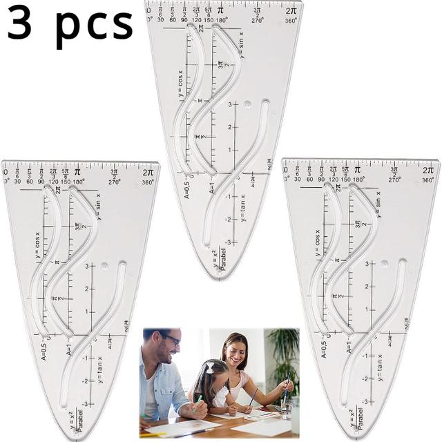 TEMU 3pcs Ruler With Cosine Rule Table, Angle Addition Diagrams & Drawing - Heavy-duty Math For, College,, Surveying - For Calculations, Graphing Arcs, Angle Problems