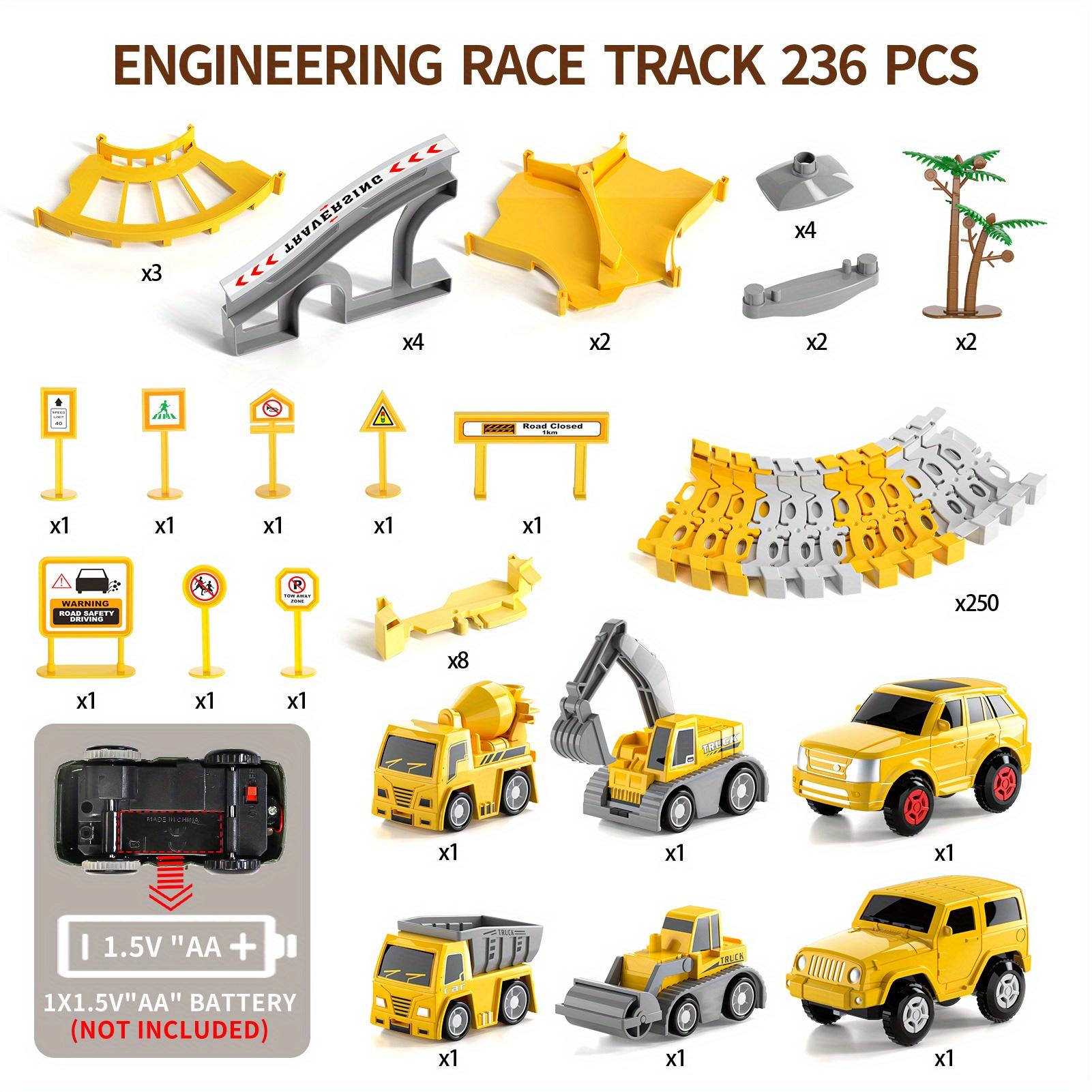TEMU 236pcs Construction Race Tracks Toys For 3 4 5 Year Old Boys Kids, Diy Track Toys For Boys Age 3-5 4-6 5-7