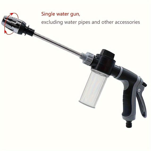 TEMU [high-pressure Foam Gun] High-pressure Car Wash Foam Gun With Long Handle- Adjustable Spray Nozzle Cleaning, Watering, And Tire Inflation- Includes Foam Cannon And Pressure Spray Bottle