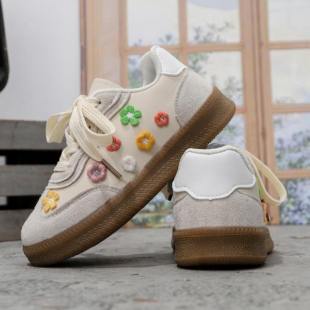 TEMU Zapatos Casuales Infantiles con Bordado Floral, Suela Suave, Estilo y Dulce