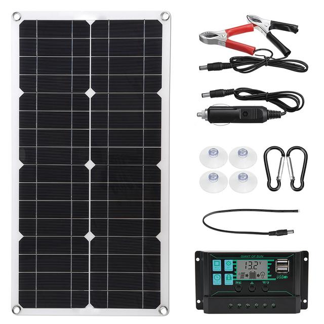TEMU Usb Solar Panel Flexible Solar Panel 12v Camping Kit Portable 250 Watt, Without Battery