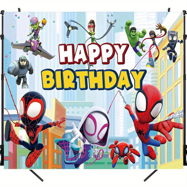 TEMU 1pc Sfondo in poliestere Marvel Spider Man per decorazioni interne, esterne e da giardino, per feste di compleanno, San Valentino, decorazioni per le vacanze di BJB250207