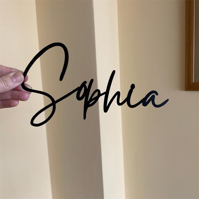 TEMU Personalized Laser-cut House Name Sign With Adhesive Backing - Custom Name & House Number Plaque Suitable For Indoor/outdoor Door Plate, Modern Cursive Font Address Sign