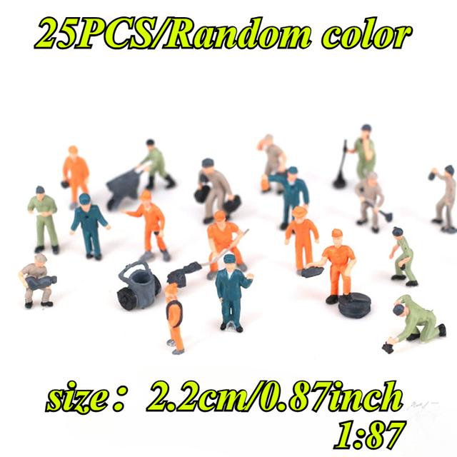 TEMU 25 Miniature Railway Workers. Each Pack Contains 25 Colorful Abs Plastic Train Model Figures, With A Height Of 0.87 Inches And A Scale Of 1:87