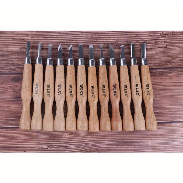 TEMU Set Of 12 Professional Wood Carving Chisels And Knives, Including A Grinding Stone, Designed For Basic Work By Woodworkers.