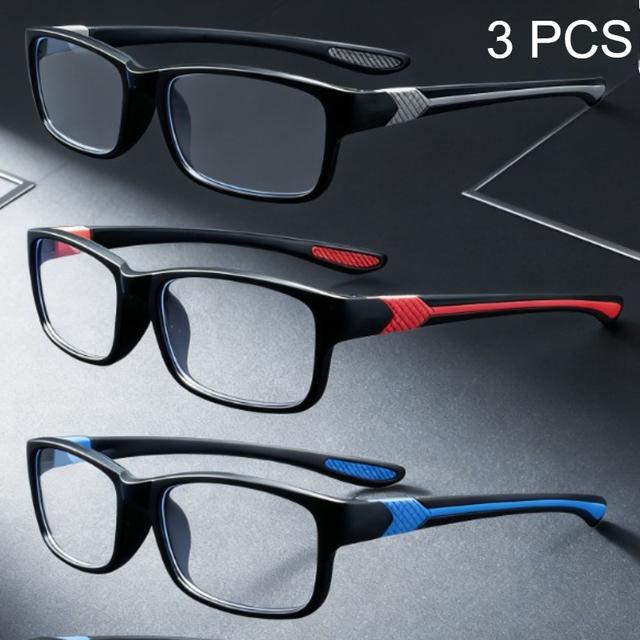TEMU Pack de 3 Gafas Deportivas de Moda con Estuche - Montura Completa Rectangular Unisex