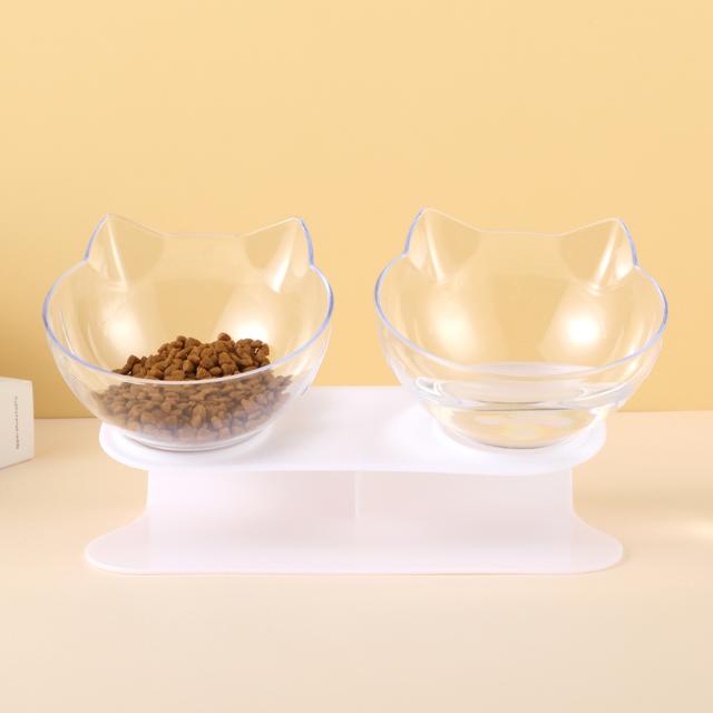 TEMU Elevated Cat Bowl With A 15° Tilted Stand, Non-slip Raised Pet Feeding Station, Suitable For Cats, Made Of Plastic With Dual Bowls For Food And Water, Designed To Reduce Neck For Cats