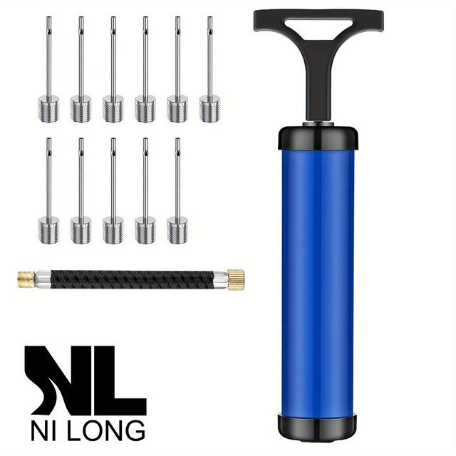 TEMU Inflador de Bolas Portátil, Kit de Inflador de Bomba de Aire de 13 piezas con Aguja, Manguera de Extensión para Balón de Baloncesto Fútbol Voleibol Ejercicio Deportes, Sin Batería