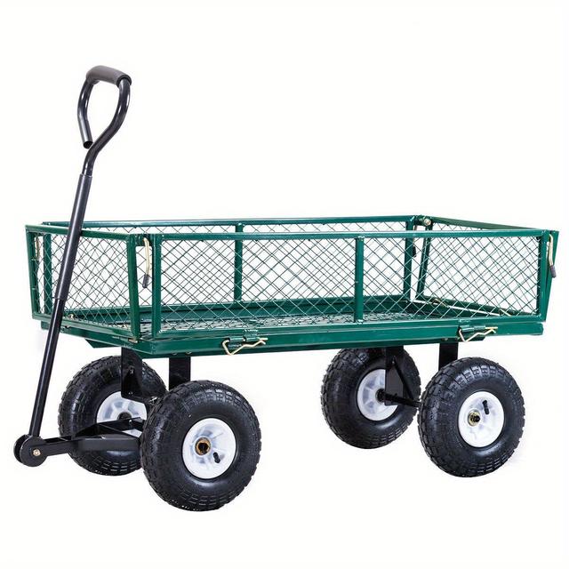 TEMU Chariot utilitaire robuste pour pelouse, jardin, brouette, remorque en acier