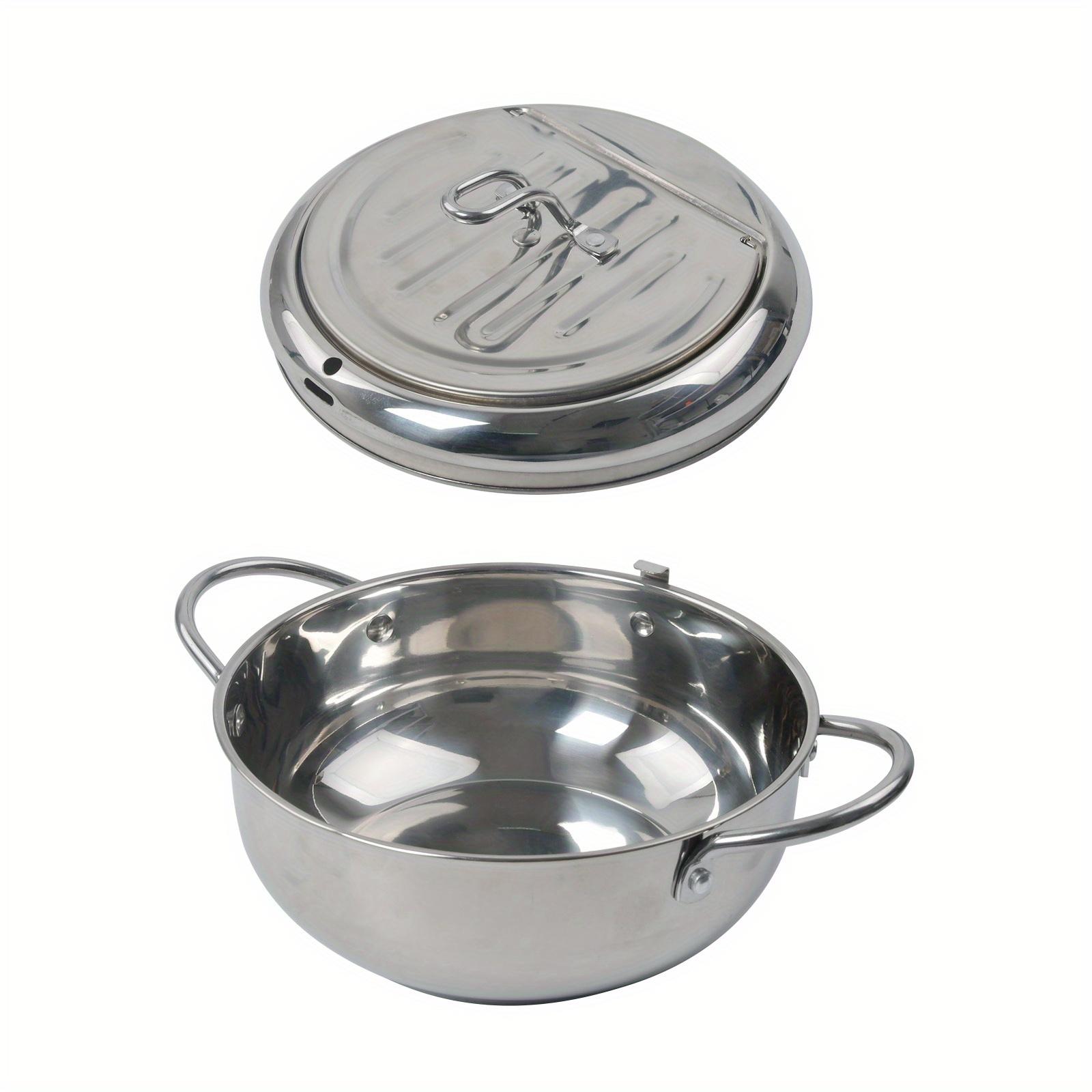 TEMU 2. 2l 20. 5cm Chip Pan Deep Fat Fryer Set With Thermometer
