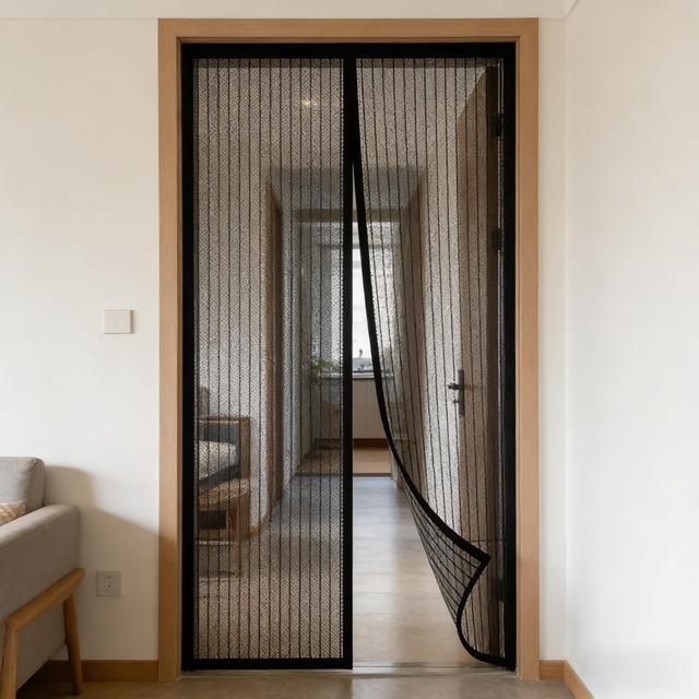 TEMU Cortina magnética de gasa a rayas, ideal para ventilación y prevención de mosquitos, se a puertas de 36 x 82 pulgadas, tamaño de malla: 38 x 83 pulgadas, regalo para el