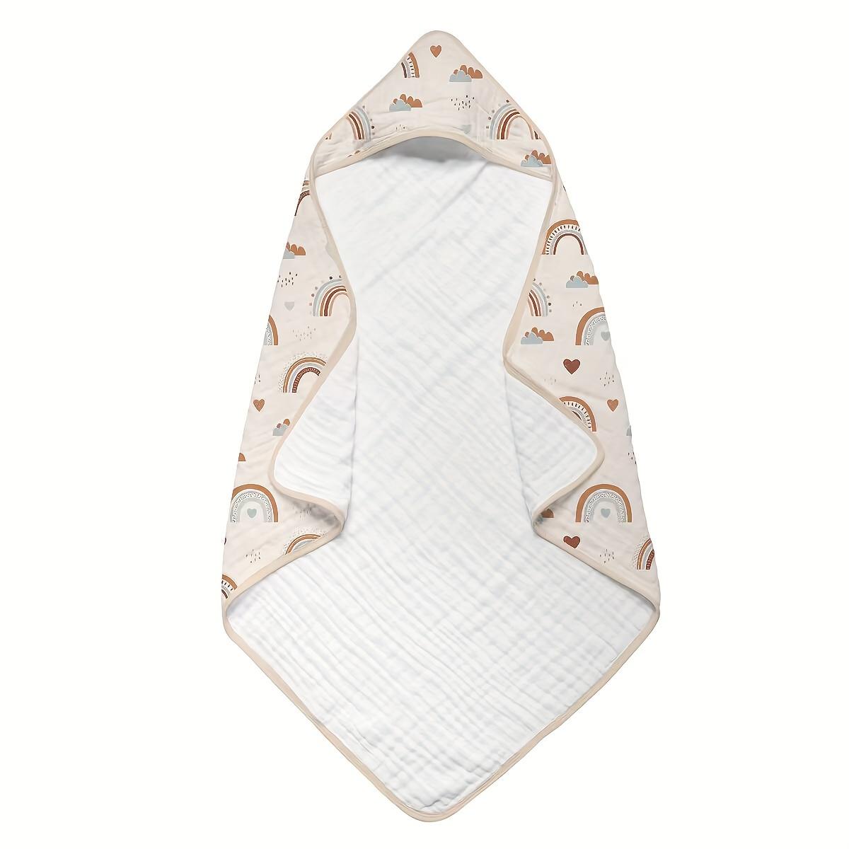 TEMU Serviettes à capuche pour nouveau-né 100% mousseline, serviette de bain avec capuche pour bébé, enfant et enfant, grande taille 34X34 pouces, essentielle pour nouveau-né douce et absorbante