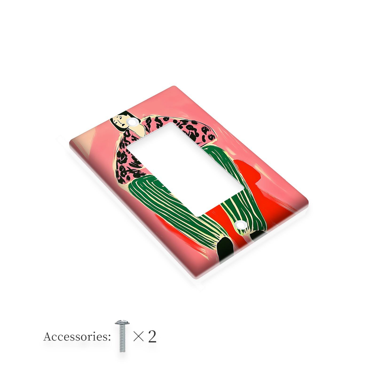 TEMU 1pc 1gang/2gang Abstract Female Light Switch Covers Decorative Wall Plate Electrical For Rustic Bathroom Bedroom Living Room Decoration