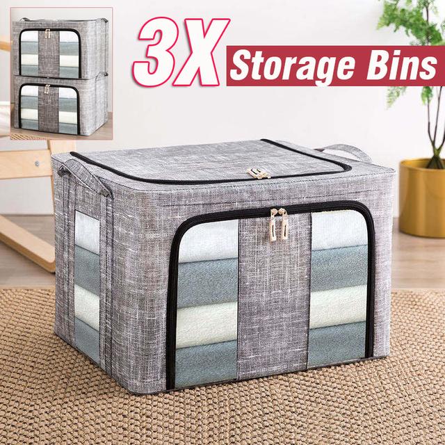 TEMU 3pcs 66 Large Storage Bags Clothes Organization, Under-bed Storage
