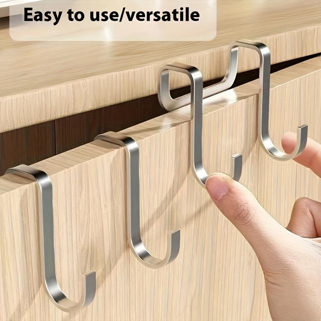 TEMU Double Hooks For Cabinets, Wall-mounted Hooks For Towels And Clothes, Suitable For Bathrooms And Kitchens, No Drilling Required