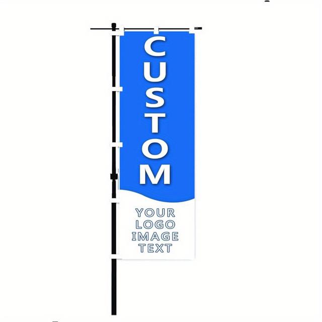 TEMU 1pc カスタマイズ可能なノボリフラッグバナー - 「YOUR LOGO」プレースホルダー付き、のデザイン、ビジネス、レ、ガーデン、屋外式の式やパーティーの装飾に最適 - 耐久性のあるポリエステル、簡単に吊り下げできるループ付き、片面 (2x8ft、2x6ft、2x5ft)、屋外装飾