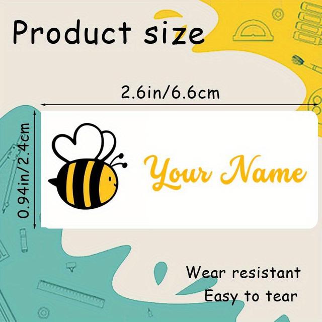 TEMU نسخة مطورة من 90 ملصق مخصص لاسم النحل الحلو الممتع، ملصقات رياض الأطفال، ملصقات آمنة للغسالة الأطباق، لوازم مدرسية، بطاقات اسم زجاجات الماء