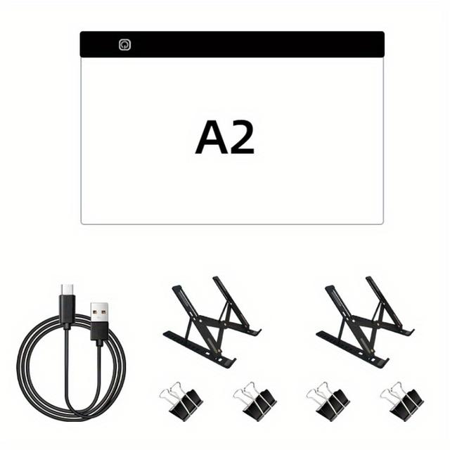 TEMU de dessin LED A2 avec 2 supports, 4 couleurs disponibles, protection des yeux et luminosité réglable pour le , la copie, de peinture au diamant