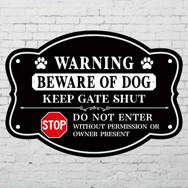 TEMU Warning Sign Beware Of Dog Keep Do Not Enter Without Or Owner Present, Plastic Wall-mounted Outdoor Fence Sign For Home And Garden, Dog Fence Warning Sign