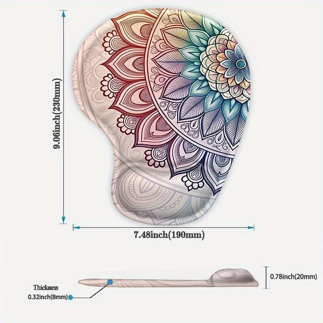TEMU 1 ks Podložka pod myš s podporou zápěstí, s vzory, ergonomická pro pohodlí, vybavená protiskluzovou základnou, ideální pro hraní her i kancelářské práce